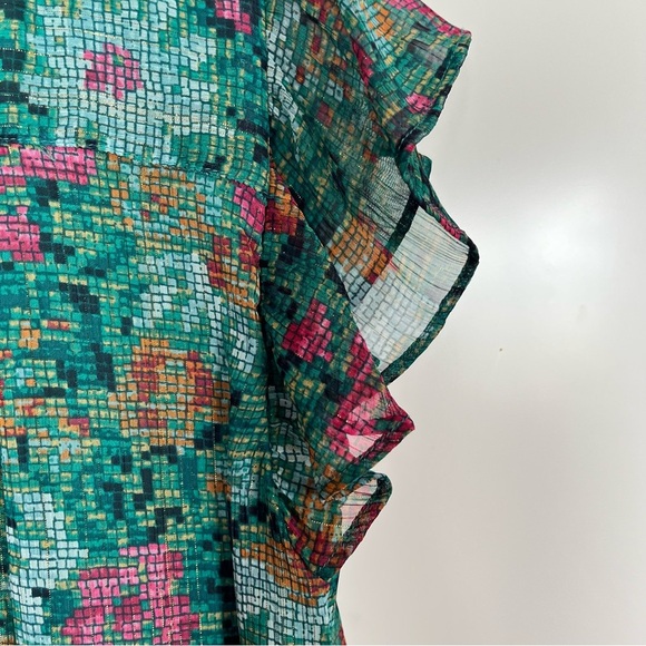 LC Lauren Conrad Ruffle V Neck Top Size L - Picture 6 of 6